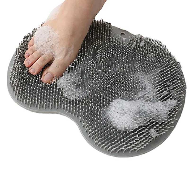 Bath Tools Accessories Rub Back Brush Bathroom Non-slip Wash Foot Pad Massage Shower Mat with Sucker Bath Massage Foot Exfoliating Brush Pad 240413