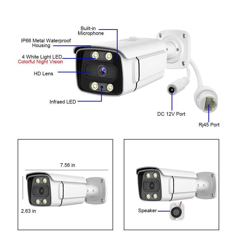 IP -camera's H.265 32CH 4MP CCTV Beveiligingssysteem Kleur Nacht Poe Camera 2K Outdoor Waterdichte Two Ways Audio IP -camera's Video Surveillance Kit 240413