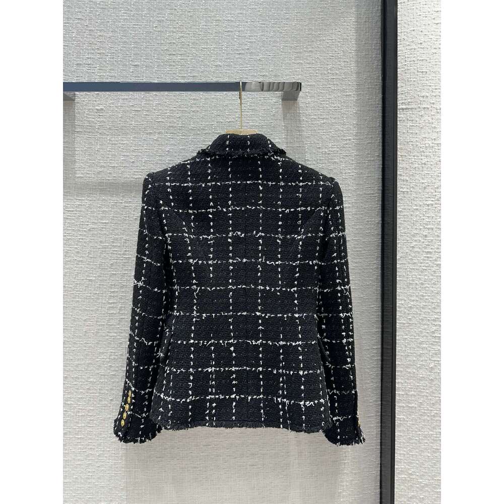 2024 Dameskleding Zwarte plaid Double Breasted Jacket Spring Summer Nieuw 412