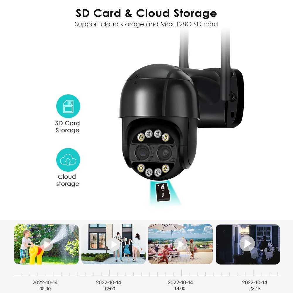 IP -kameror 8MP 4K 2,8mm +12mm Dual Lens 8x Hybrid Zoom PTZ IP Camera WiFi Human Detection 4MP Audio P2P Security Video Surveillance Camera 240413