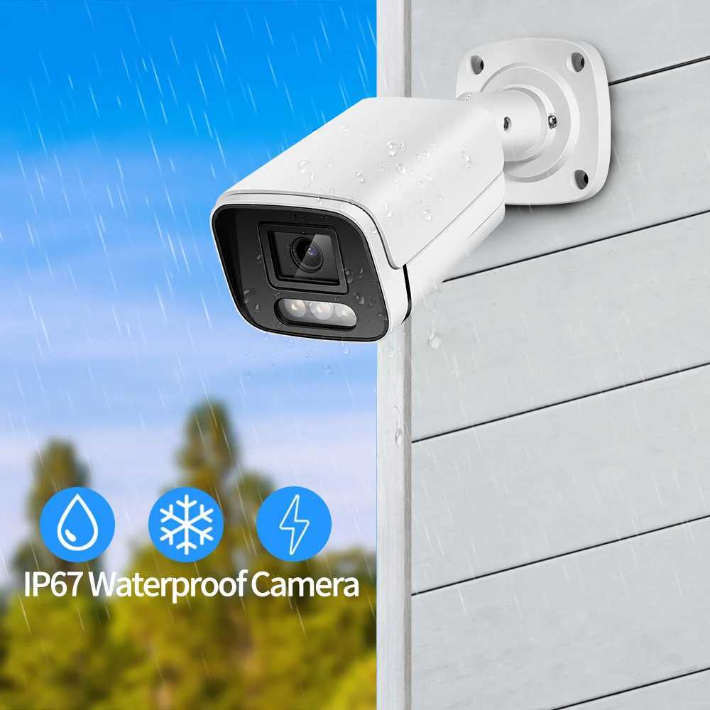 Caméras IP Nouvelles caméras IP 4K 8MP Audio Outdoor Poe H.265 Metal Bullet CCTV Home 4MP Color Night Vision Security Camera 240413