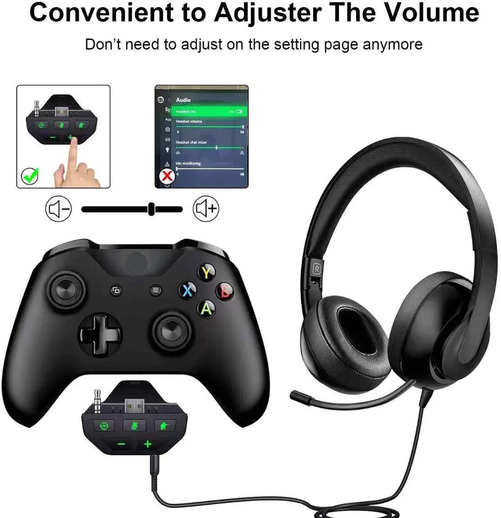 Acessórios Enhancer de som de áudio para o adaptador de fone de ouvido Xbox One com soquete de fone de ouvido de 3,5 mm para o Xbox Series X/S Headphone Converter