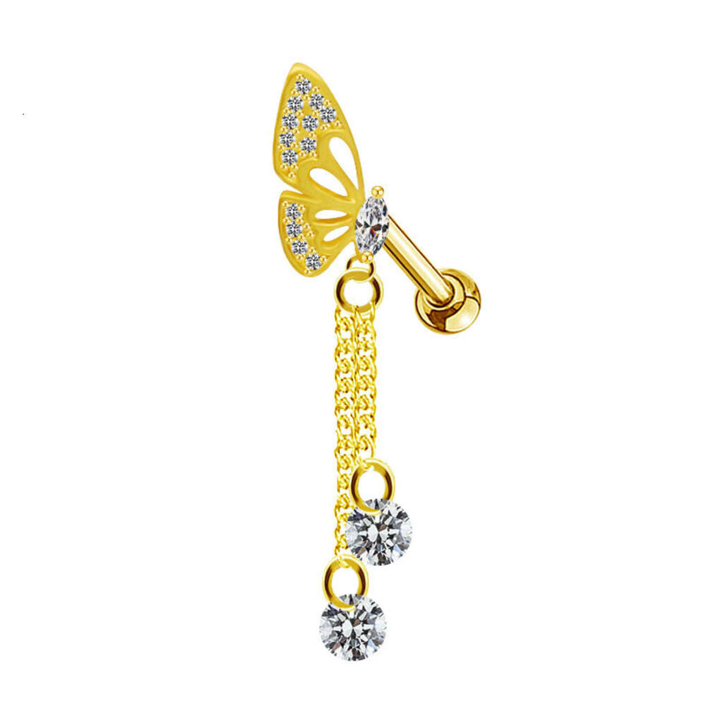 Gabe Lotus Butterfly Earfly Aurbone Catena unghie Pendant Onail Full Diamond Piercing Aurbero Auricolare Aurbolare unghie 2024