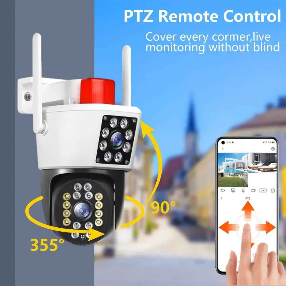 IP Cameras EseeCloud Outdoor Wireless Security IP Camera 4K 8MP Dual Lens External Wifi PTZ Camera Auto Tracking Street Surveillance Camera 24413