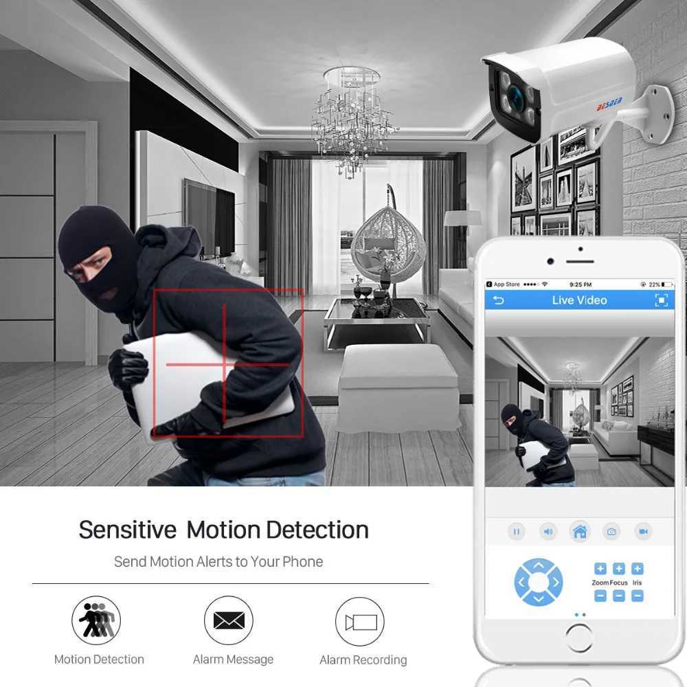 IPカメラBESDER FULL HD 5MP 3MP 2MP屋外弾丸監視ポーナイトカメラ3.6mmwide角度金属ケースCCTV NetWrokカメラシステム240413
