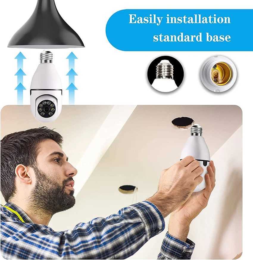 Câmeras IP Câmeras 360 Wireless Camera Outdoor/Indoor Full HD com visão noturna colorida Detecção de movimento de áudio bidirecional Compatível com Alexa 24413