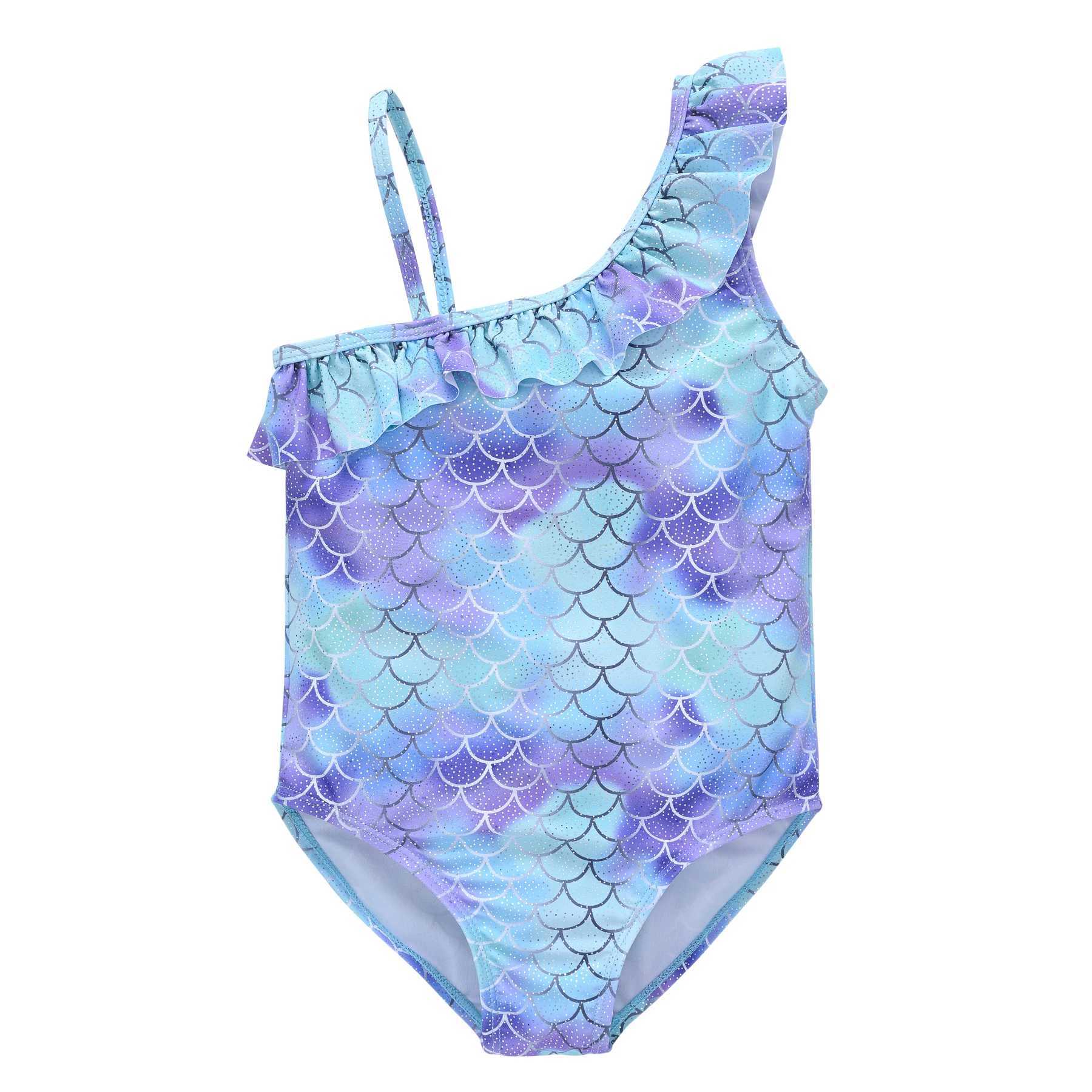 One-Pieces Girls Swimsuit Mermaid Printing Baby Girls One Piece Swimwea Childrens Surf Clothes Diving Suits Bikini Young Girls