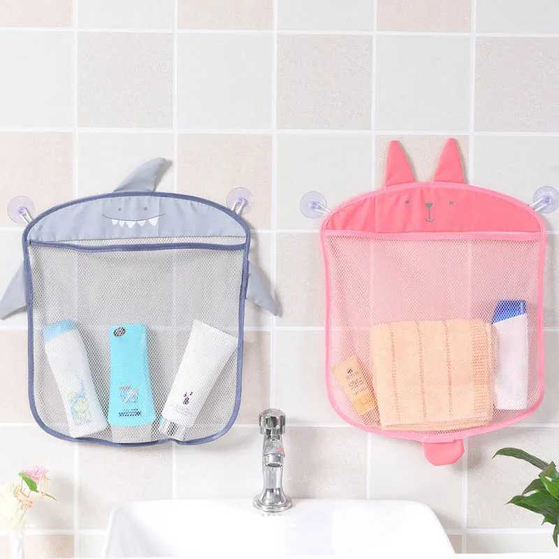 Bath Toys New Baby Bad Bady Mesh Bag Sucker Design för barn Badleksaker Kid Basket Cartoon Animal Animal Shapes Cloth Sand Toys Storage Net Bag 240414