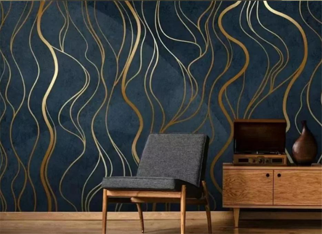 Modern Light Luxury American Light Luxury Golden Geometric Texture Creative TV Achtergrond Wallpaper Papier Peint