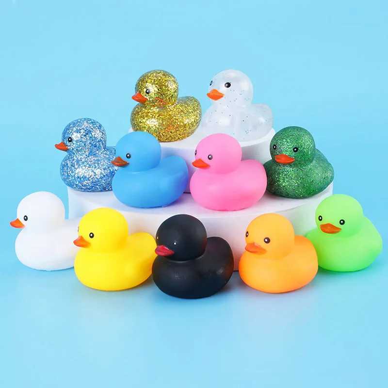 Bath Toys 100st Soft Rubber Ducks Baby Bath Toys Float Squeaky Sound Bathing Duck Funny Swimming Water Play Game Gift for Children 240413
