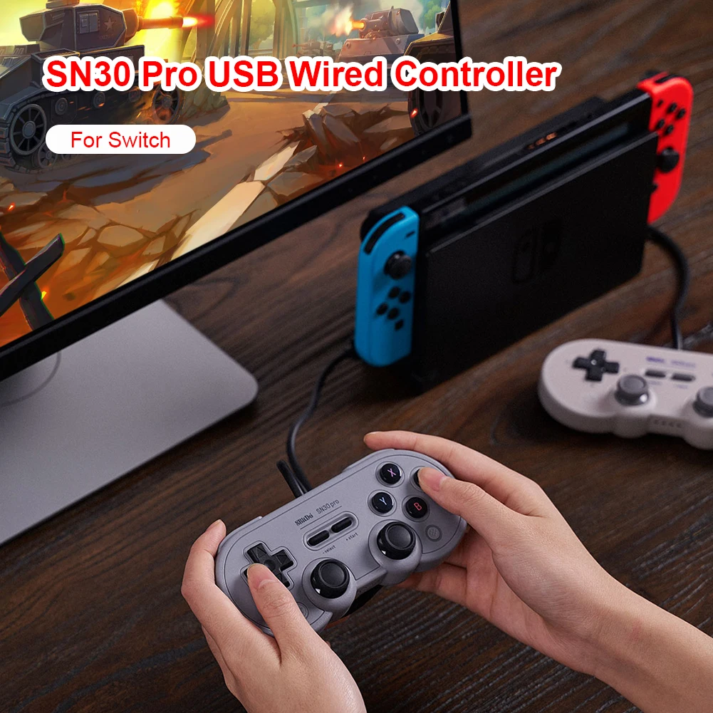 Switch PC Raspberry Pi Steam Game Console Vibration Burst Joystick用の8ビットSN30 Pro USB Wired GamePad Controller