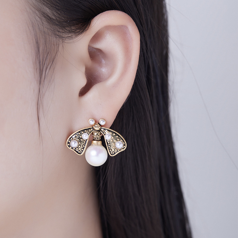Boucles d'oreilles de la mode canaries avec des poteaux d'oreille en or noir luxe de haut niveau de luxe Bijoux médiéval nouveau design DJ-08
