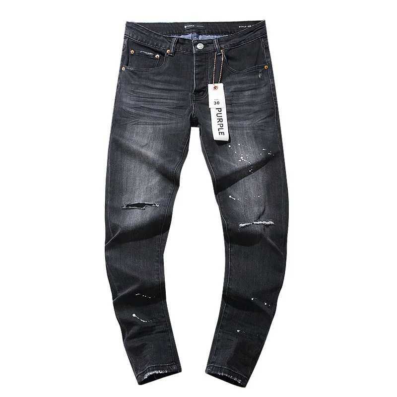 Brand Purple 2024 Jeans New Jeans High Street Buraco Negro Design Fat Man Jeans Slim Slim Jeans