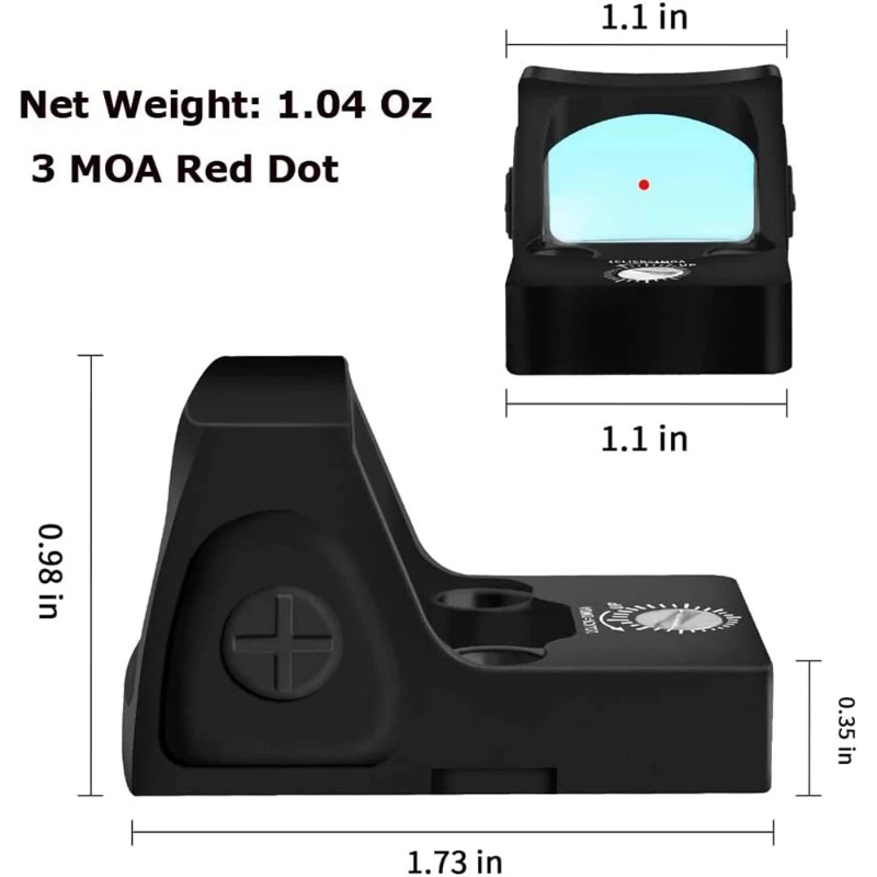 Mini RMR Red Dot Sight Collimator Collimator Olographic Reflex si adatta a 20 mm Picatinny/Weaver Rail