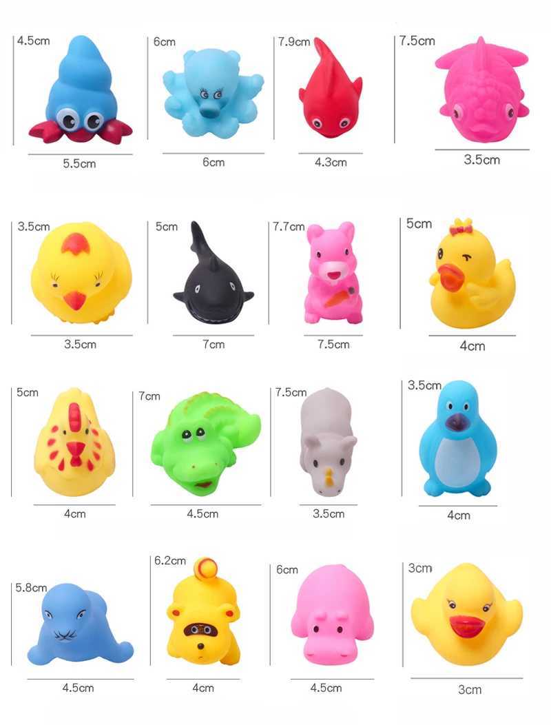 Bath Toys 10stBaby Cute Animals Bath Toy Swimming Water Toys Soft Rubber Float Squeeze Sound Play Play Toys Gifts 240413