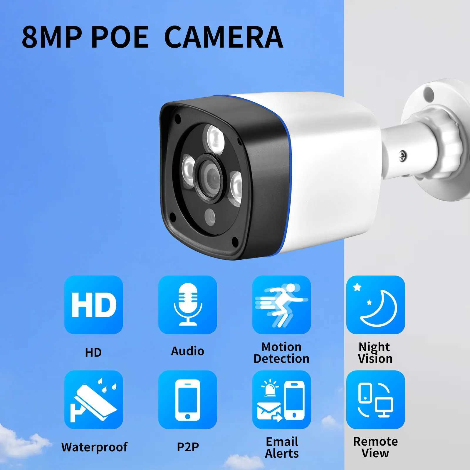 IP 카메라 4K POE IP 카메라 8MP 5MP 4MP 3MP 실외 방수 H.265 보안 감시 총알 CCTV 카메라 인간 탐지 XMEYE 240413