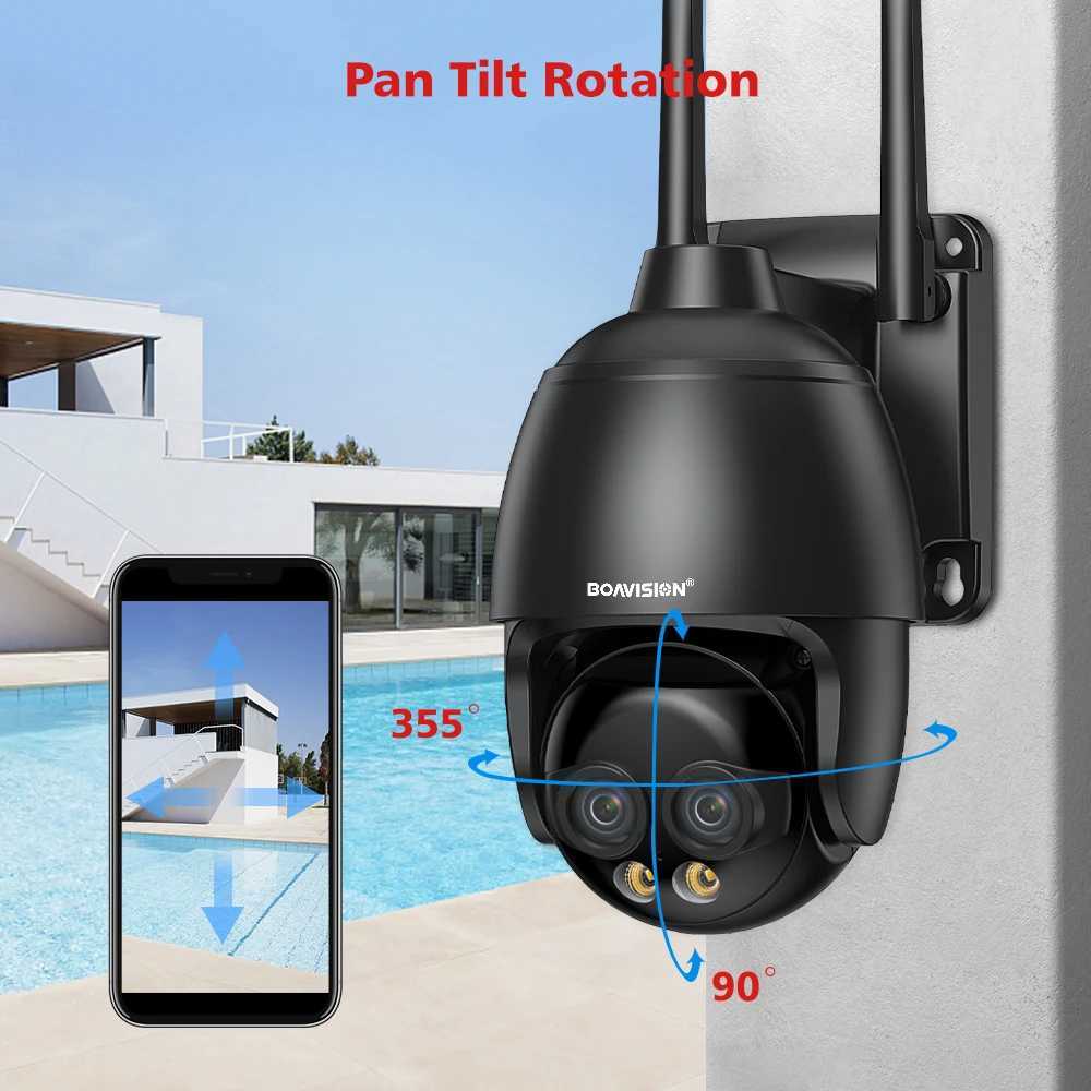 IP Cameras HD 8MP WiFi / 4G SIM Card / PoE Suppeillance Camera 10x Digital Zoom AI Humanoid Detection Suivi Auto 2,8 mm 8 mm Dual Lens Camera 24413