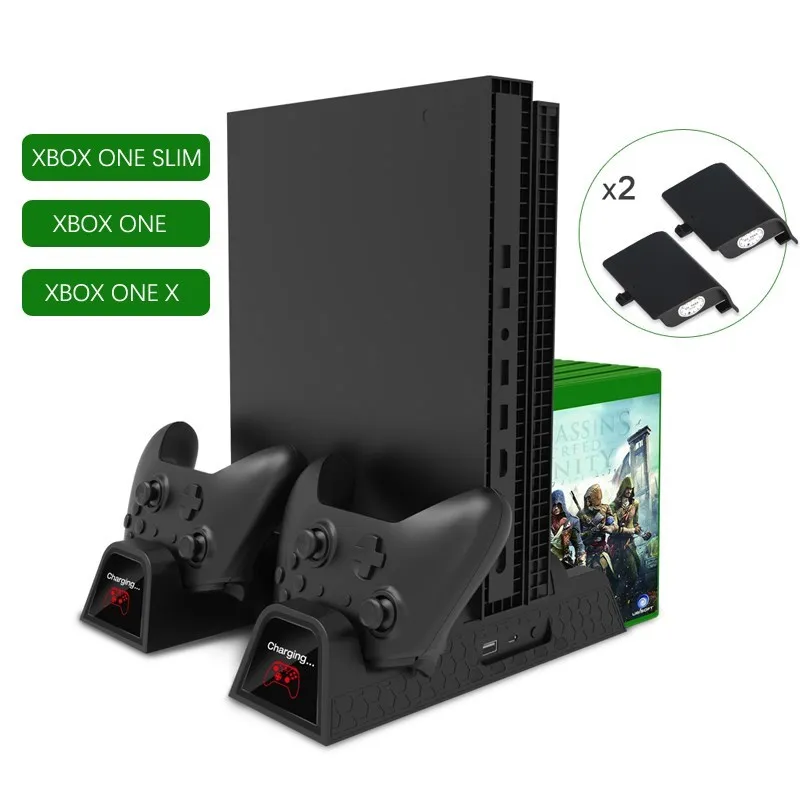 Standlar Xbox Bir / S / XPro Aksesuarları için Xbox Isı Lavabo Tabanı Soğutma Fanı Çift Denetleyici Şarj Dock Dikey Şarj Cihazı Stand