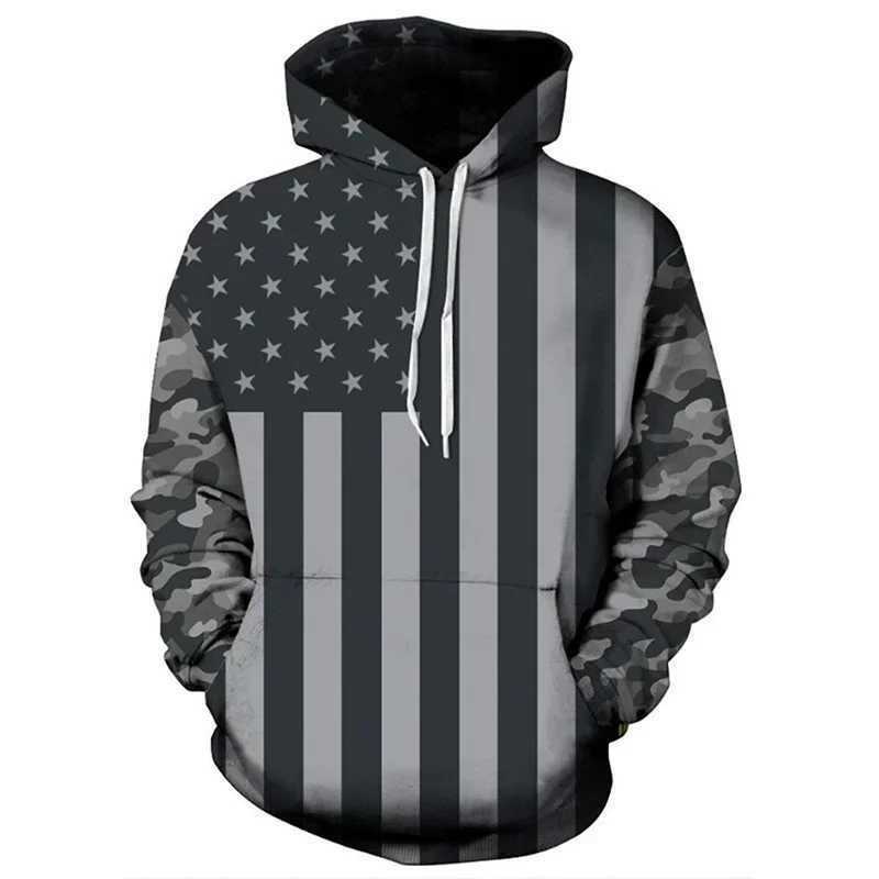 Sweatshirts Mens Jackets American USA Flag Eagle Hoodie Men Clothing 3D US Veteran Army Camo Printed New in Hoodies Women Harajuku Fashion Y2k Pullover 240412