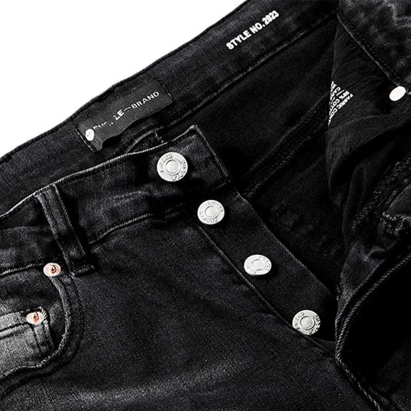 Högkvalitativa varumärken Jeans Splashed Ink nödställda motorcykel Stylish och Slim Pants