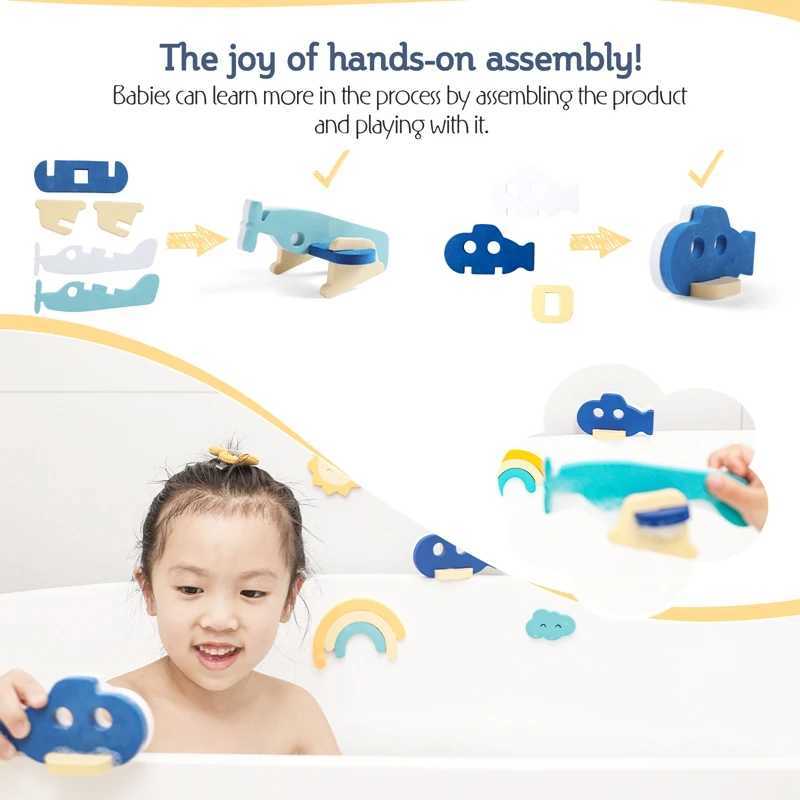 Bath Toys Hildren Bathroom Stickers Toys Baby Bath Toy Educational Kids Cognitive Puzzles Foam Floating Toy For Baby Bathtub Bathing Toys 240413