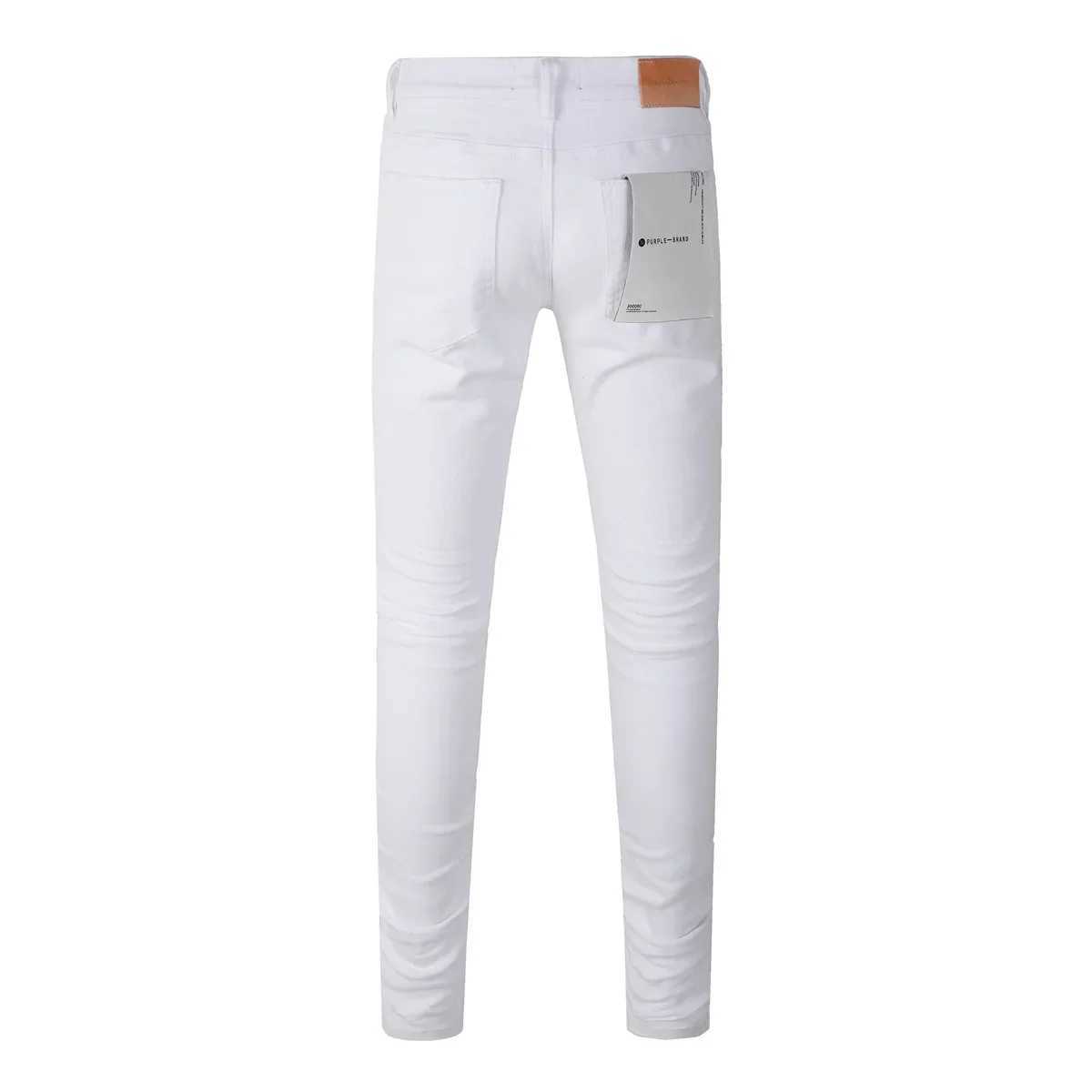 Lila Marke Jeans Mode hochwertige High Street White Patch Loch Reparatur niedriger konvexer Denimhose 28-40 Hose Größe