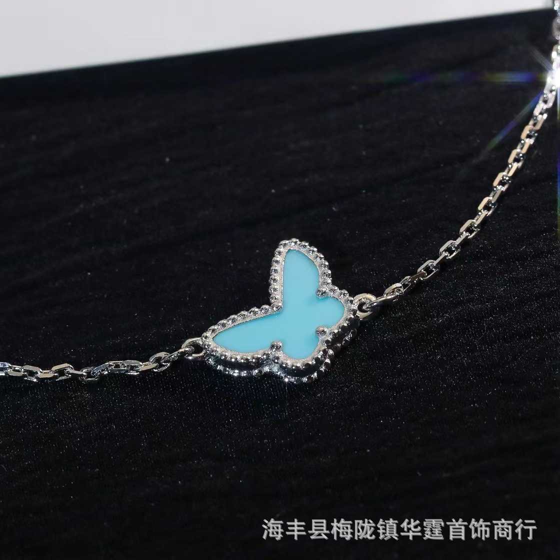 Van Clover Blue Turquoise White Fritillaria plaqué 18k Rose Gol Butterfly Bracelet en direct