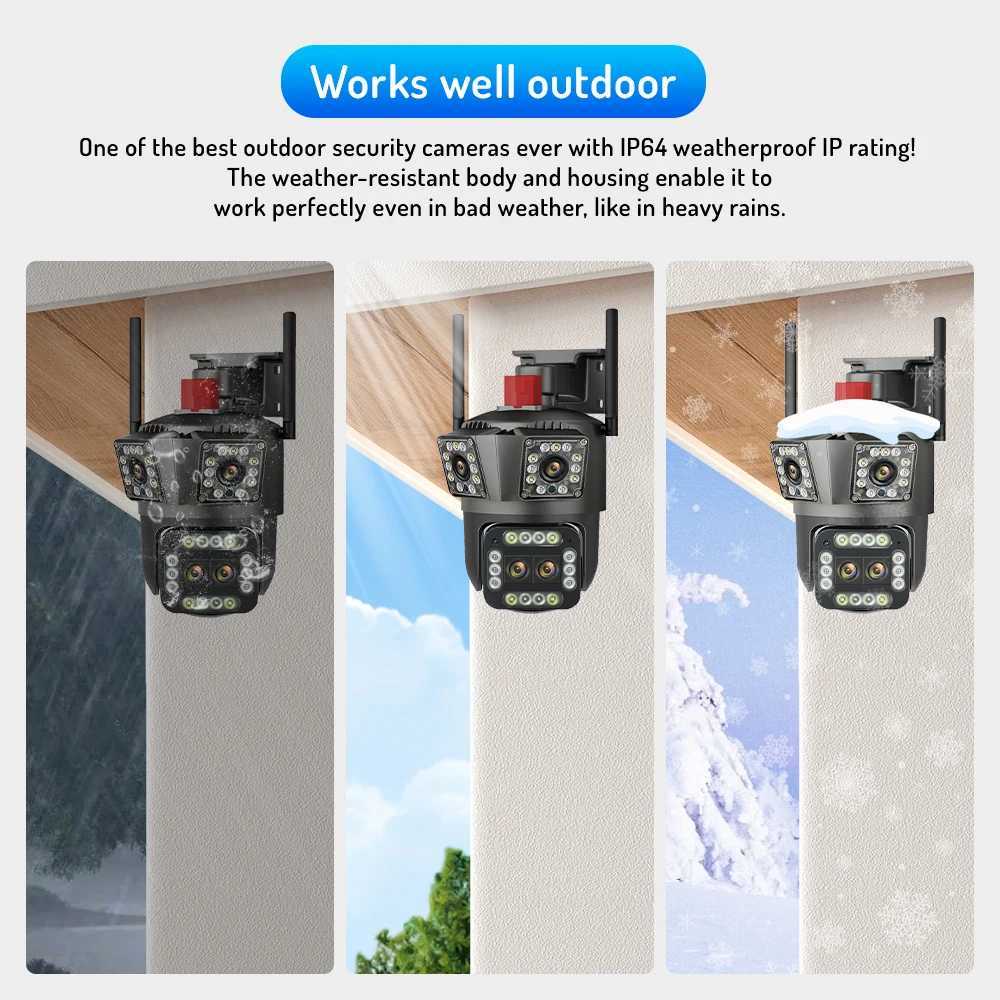 Caméras IP 8K 16MP OUTDOOOR 12X ZOOM CAM THOURS TROIS ÉCRANSE WIFI CAMERIE IP PROTECTION DE SÉCURITÉ DE SÉCURIT