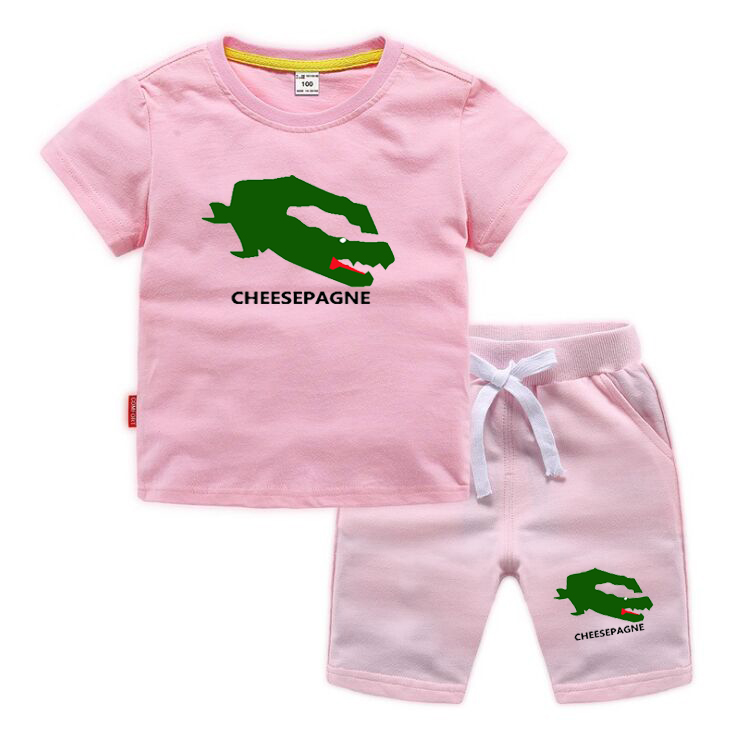 marca di moda pantaloncini da stampa animale set estate 100% cotone cotone outfit bianchi t-shirt t-shirt t-shirt tracce da pellicolio bambini