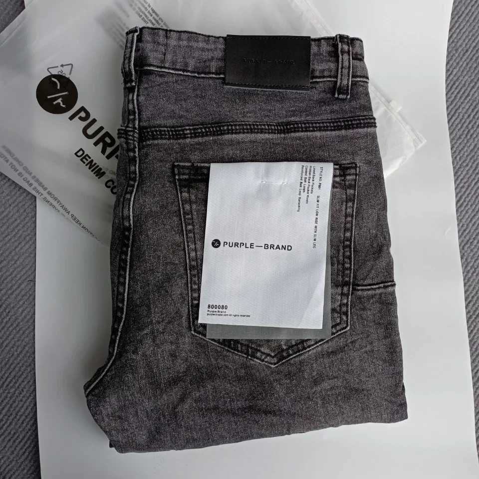 Jeans marca viola di alta qualità jeans high street hip-hop in stile ad alta sensazione di etichetta lavata riparazione tinta bassa sollevare pantaloni in denim magri