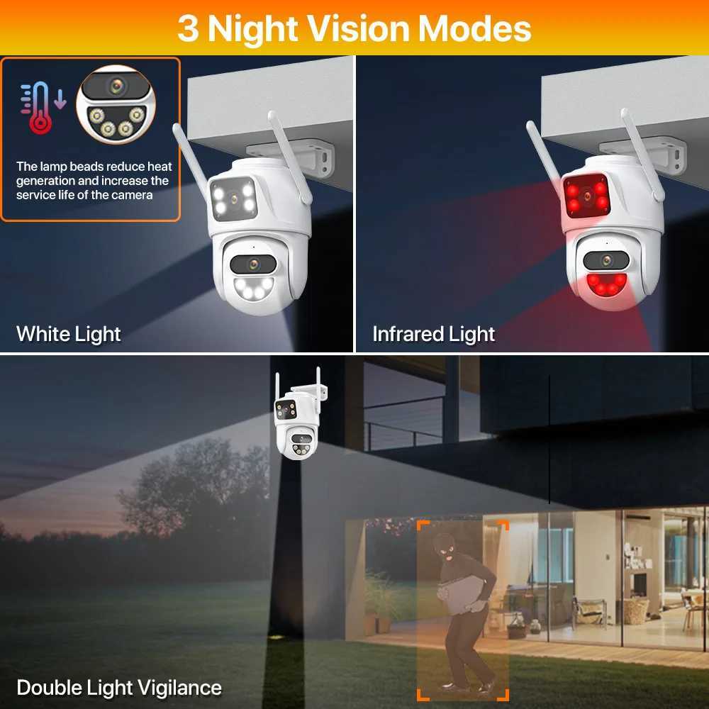 IP-kameror WiFi IP-kamera 8MP 4K Dual-Lens PTZ Camera Human Detect 4MP Security CCTV Camera Night Vision Outdoor Video Surveillance ICSEE 24413