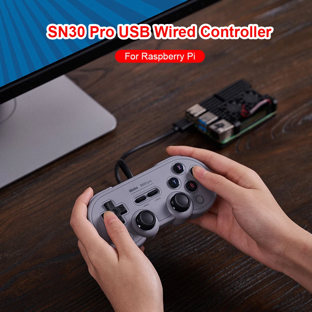 Switch PC Raspberry Pi Steam Game Console Vibration Burst Joystick用の8ビットSN30 Pro USB Wired GamePad Controller