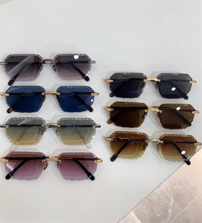 Новые модные квадратные солнцезащитные очки 50139U Металлическая рама без оправы.