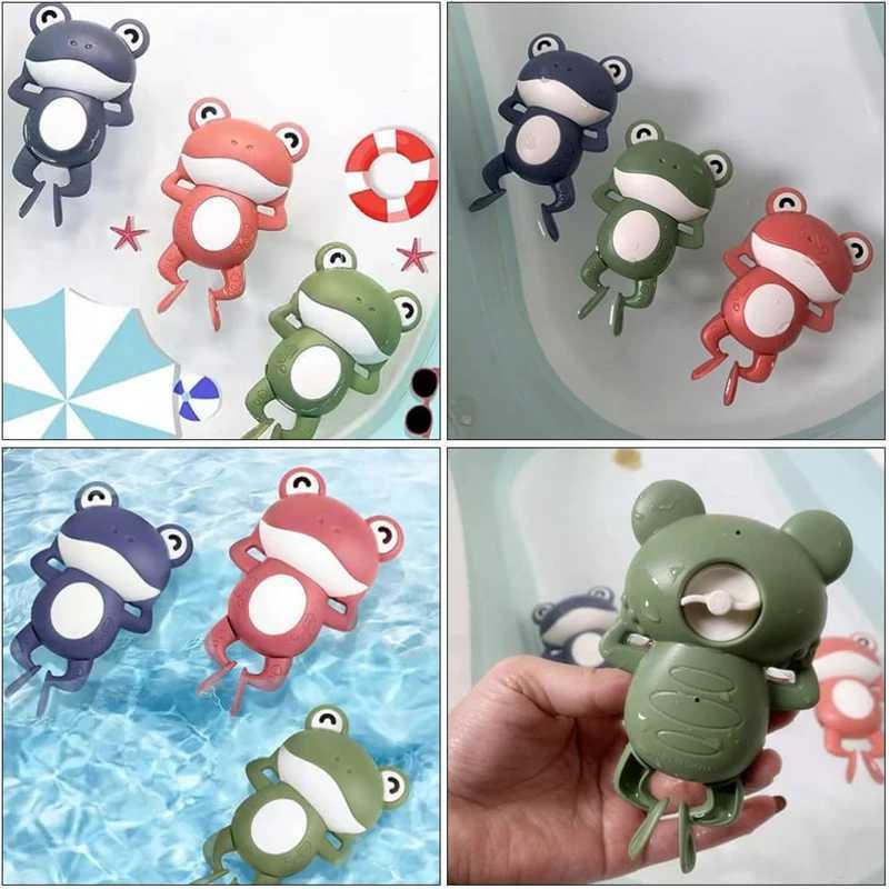 Banyo oyuncakları Yeni Banyo Oyuncaklar için Toddlers için Banyo Zincir Saati Yüzmek Sırtlama Küçük Kurbağa Bebek Banyo Sevimli Beyaz Beyat Hayvan Oyuncak Hediye Banyo Toys Çocuklar 240413