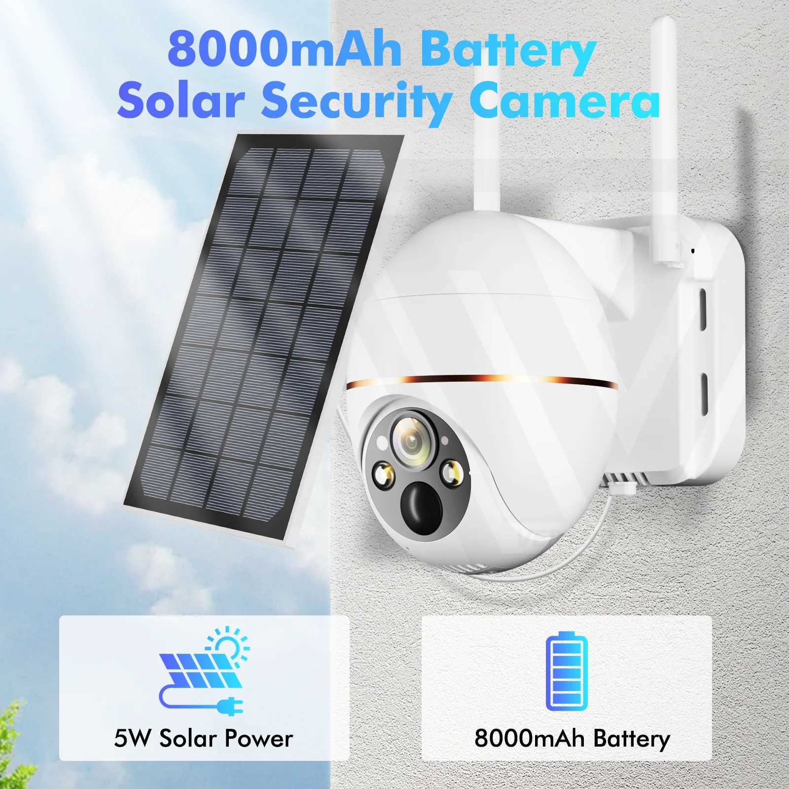 IP Cameras 5MP Solar WIFI IP Camera 8000mAh Battery PTZ Surveillance Cameras Wireless PIR Human Tracking CCTV Outdoor HD Waterproof 5X Zoom 240414