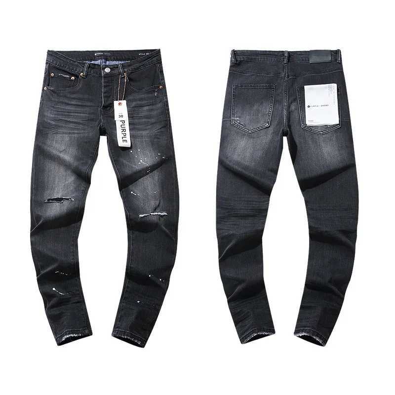 Purple Brand 2024 Nieuwe jeans high street black gat ontwerp dikke man rechte jeans slanke jeans