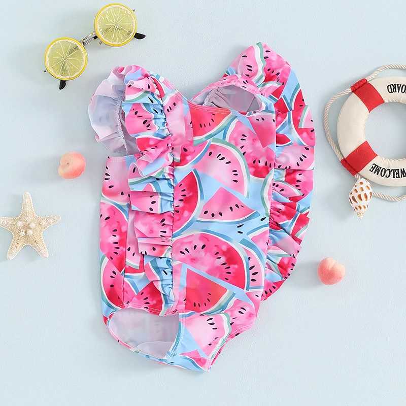 One-Pieces Tregren Kids Girls Swimwear Summer Watermelon Print Ruffle Sleeeveless Monokini Swimsuits for Toddler Bathing Suits Beachwear