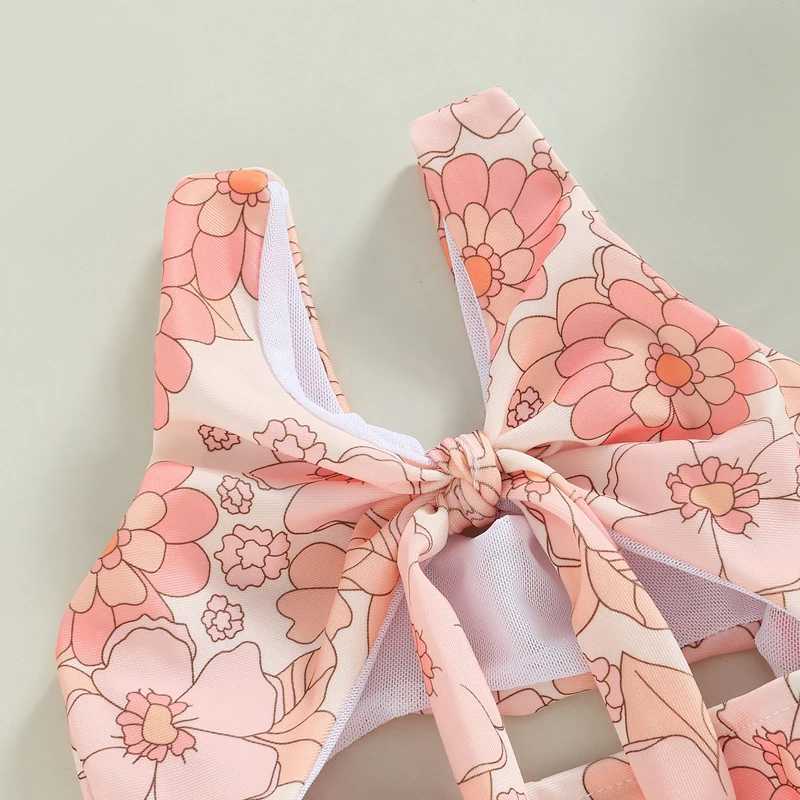 Unddler para niñas para niñas nadadas de verano sin mangas, lindo recorte de estampado floral/caparazón traje de baño de baño de piscina