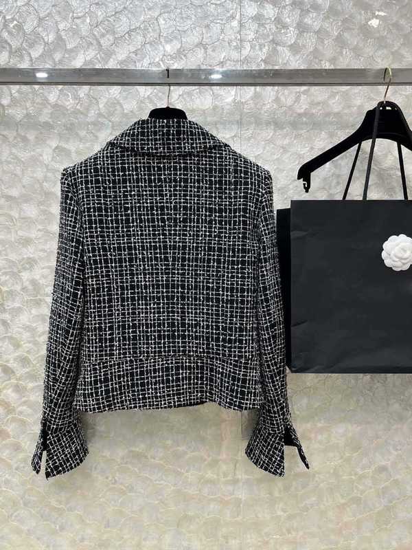 Designer de jaquetas femininas 23 outono/inverno Novo ch nanyou gaoding pequeno estilo perfumado versátil lã grossa lã xadrez de terno colarinho de terno de colarinho Rux3