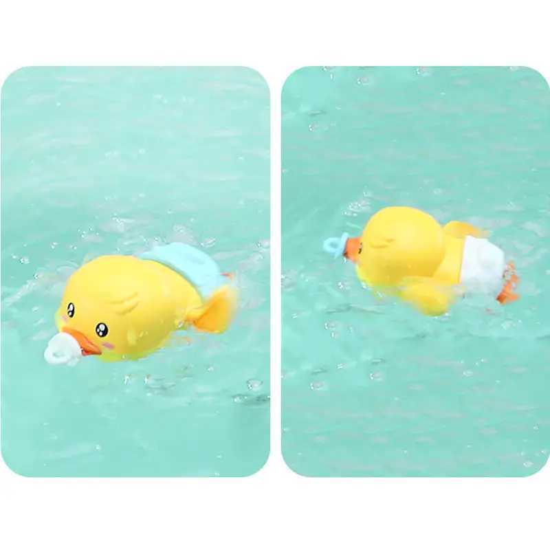 Bath Toys Baby Bath Toys Water Chain Clockwork Bathing Cute Swimming Yellow Duck Toy Toddler Pool Beach Classic Toy for Kids Water Playing 240413