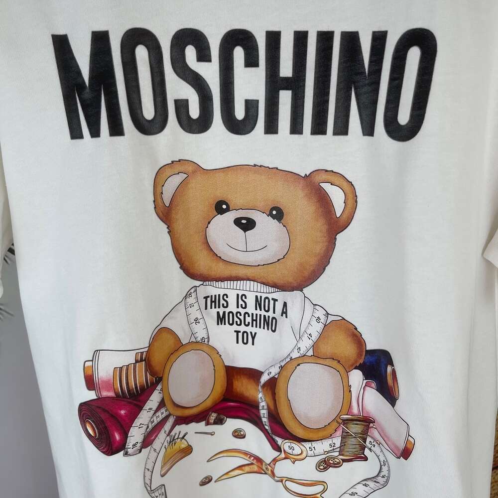 Cross Border Trendy Brand European Goods MOS Summer Teddy Bear Short Sleeved T-Shirt, Unisex Couple Style, Chest Teddy Bear Letters 8353