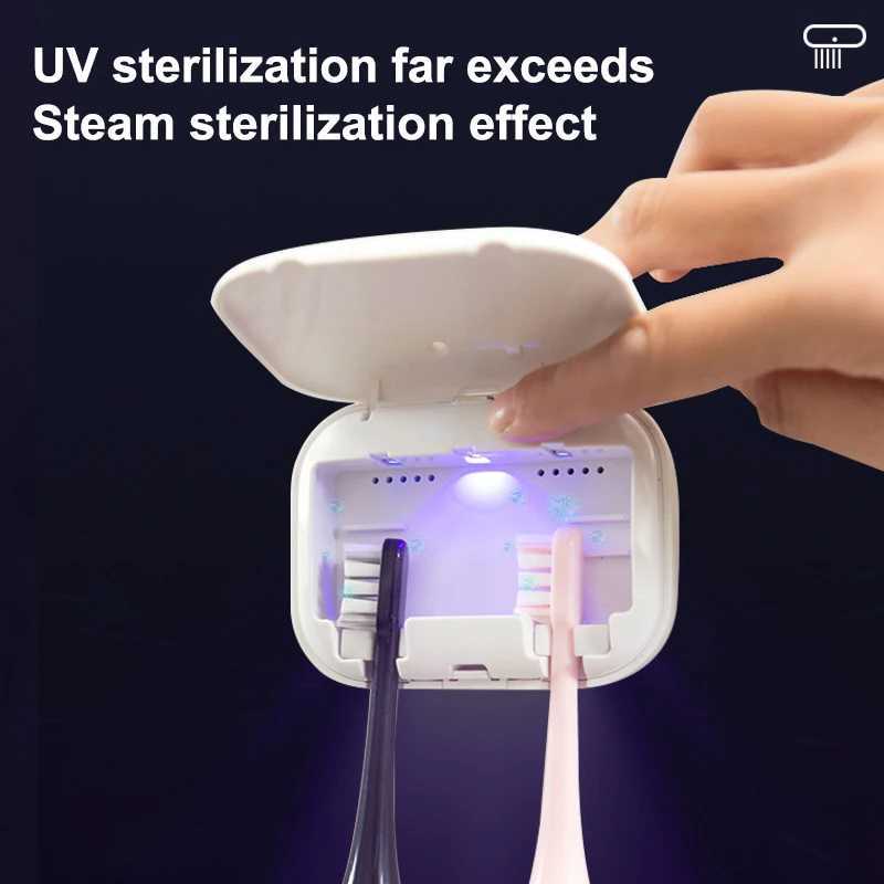 Toothbrush Sanitizer Blue Light Uv Head Disinfection Box Drying Sterilizer Rechargeable Portable Holder 240414