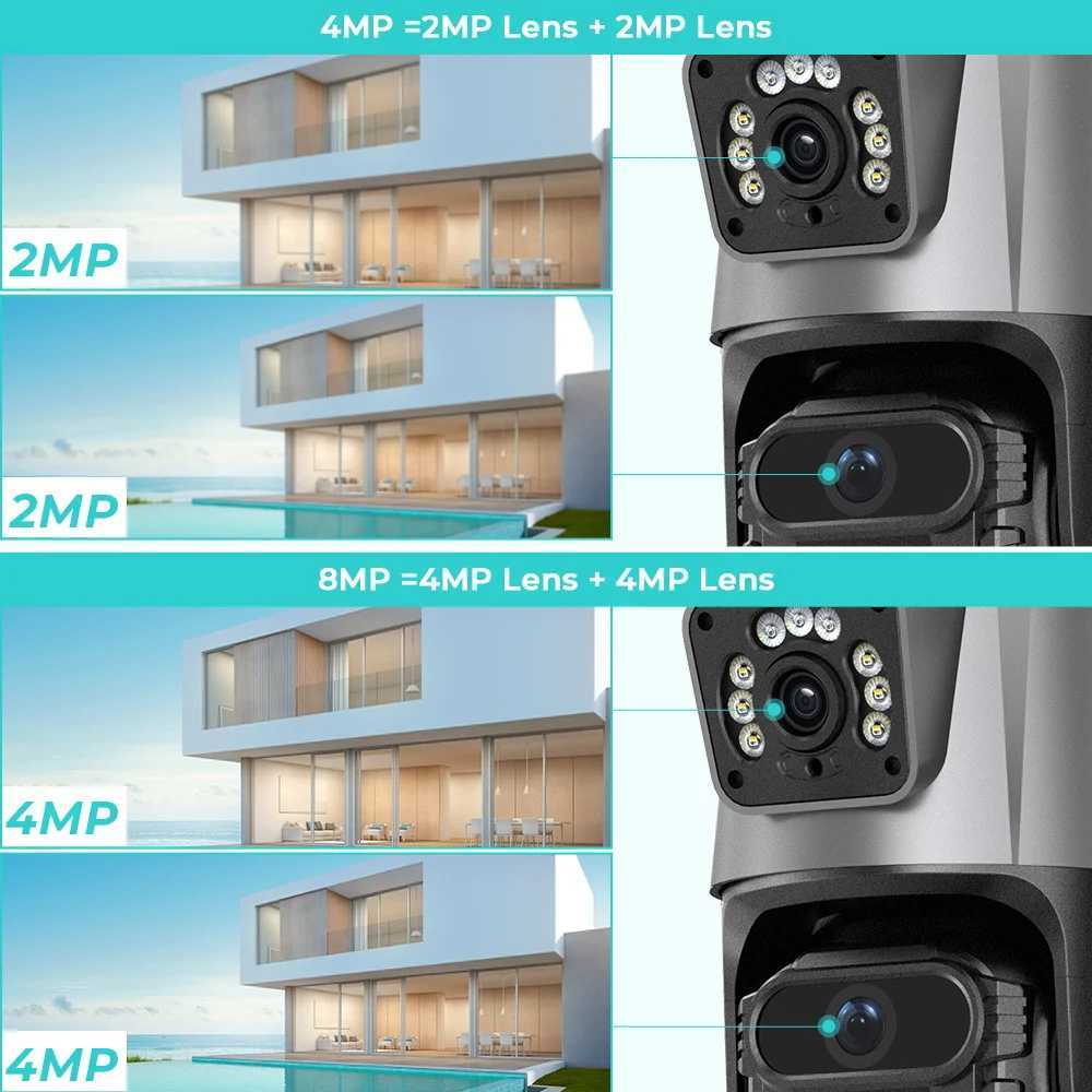 Telecamere IP Besder 8MP PTZ Wifi Camera con a doppio schermo Visione notturna Night Vision Outdoor 4MP Security Camera CCTV Sorveglianza Camera ICSEE APP 24413