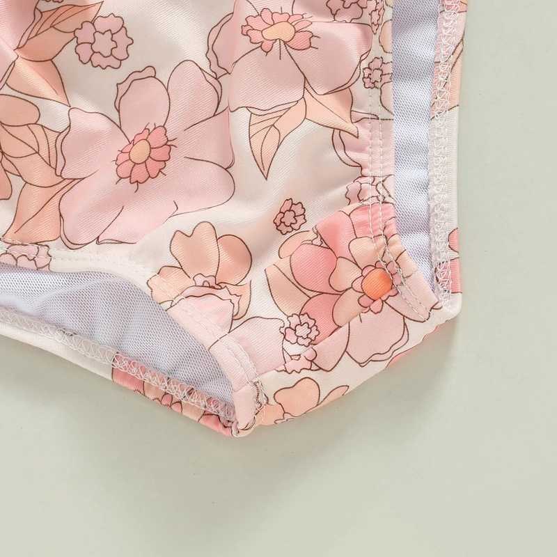 Unddler para niñas para niñas nadadas de verano sin mangas, lindo recorte de estampado floral/caparazón traje de baño de baño de piscina