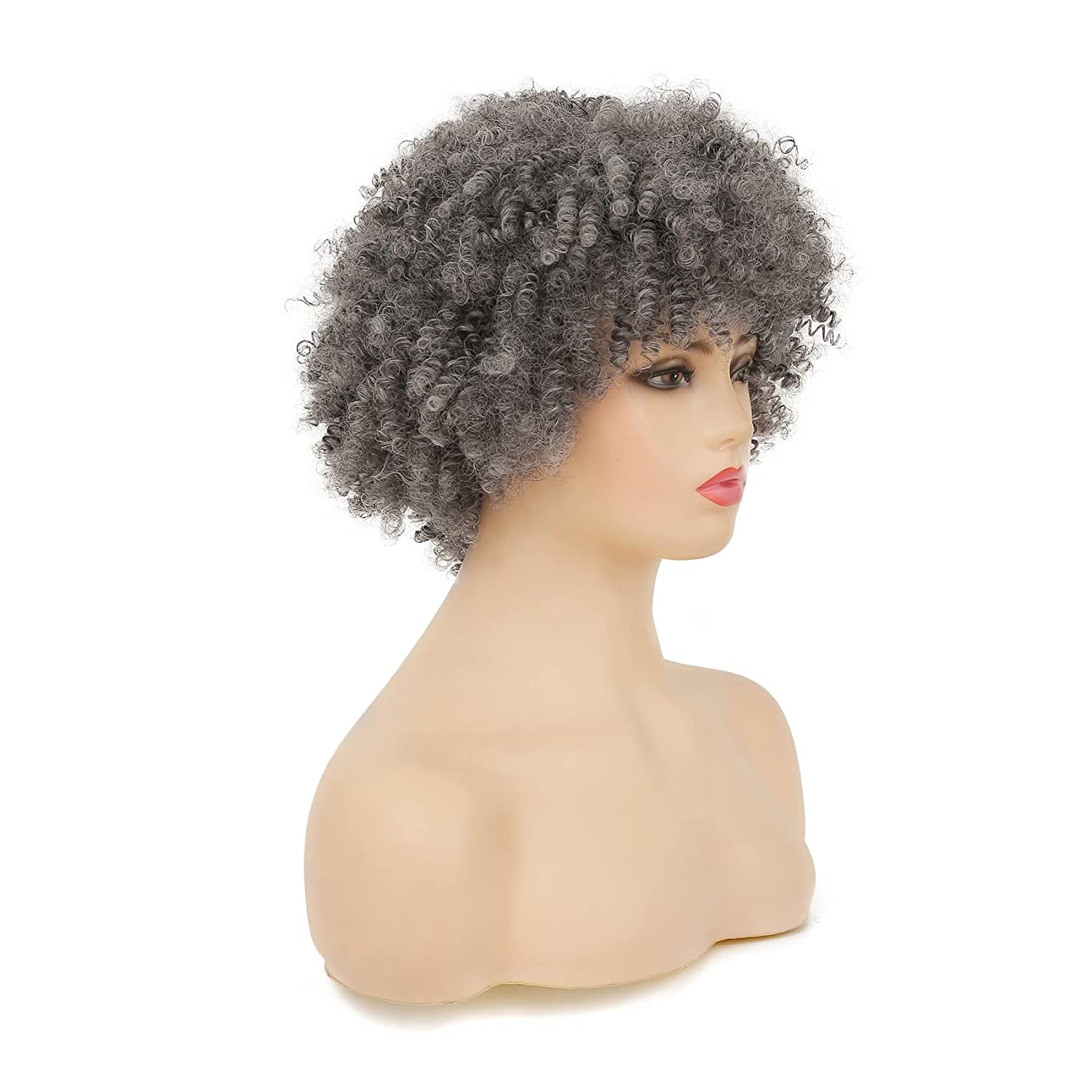 Chic Grey Human Hair Wigs Spets Front Short Obre Fabulous Wigs Grey Kinky Curly Afro Natural Salt and Pepper Silver Grey Real Brasilian Hair Spets Front Wig Bob 4x4 