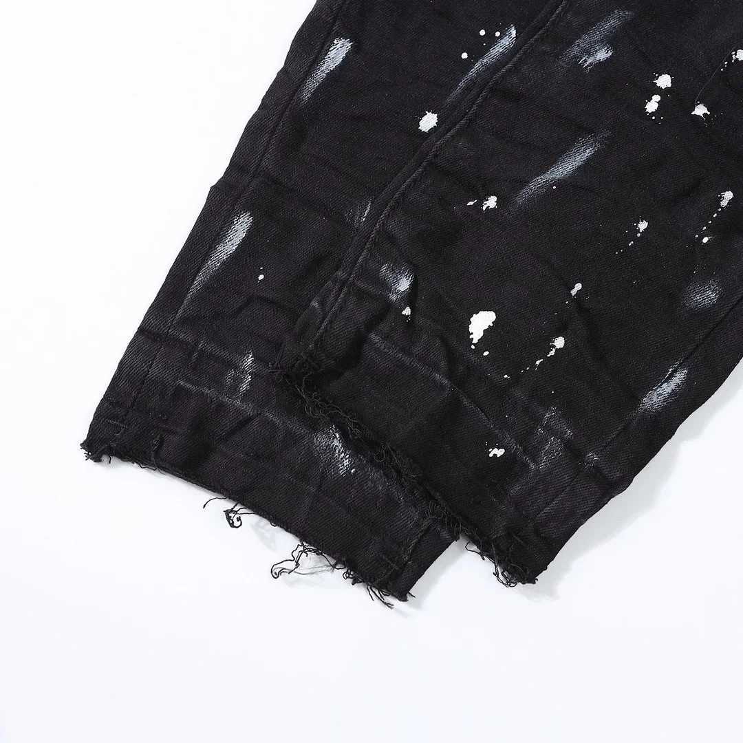 High street black paint distressed Purple Brand jeans Fashion high quality pants 1 1 28-40 size