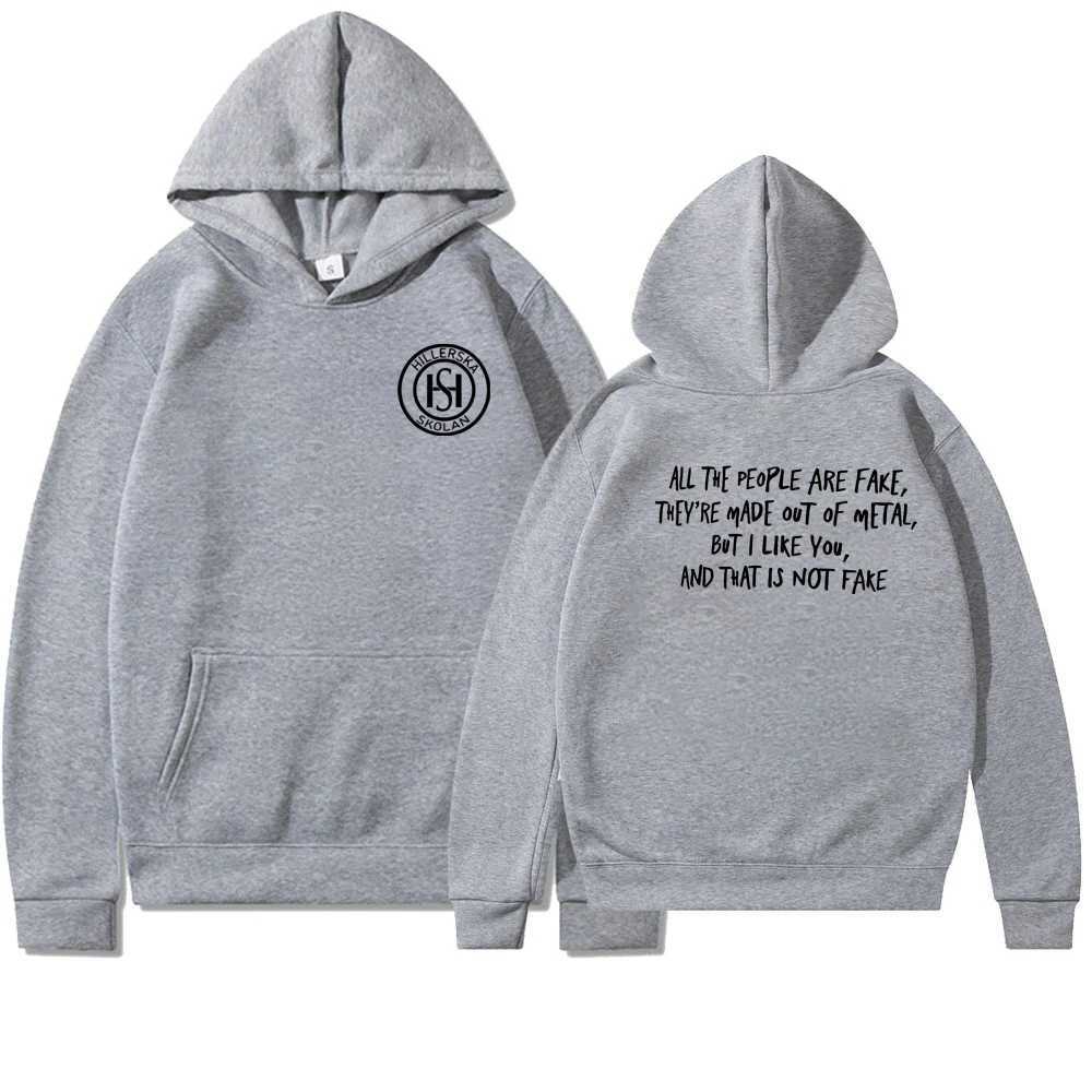 Mens Hoodies Young Royals 2 sidor hoodie retro Hillerska skolan tröja alla människor är falska skjorta trendiga hoodie unisex långärmad topp 240412