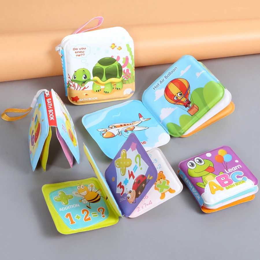 Bath Toys Baby Mini Bath Book Intelligence Development EVA Floating Cognize Book Squeeze-Sounding Dabbling Toy with BB whistle Bathing Toy 240413