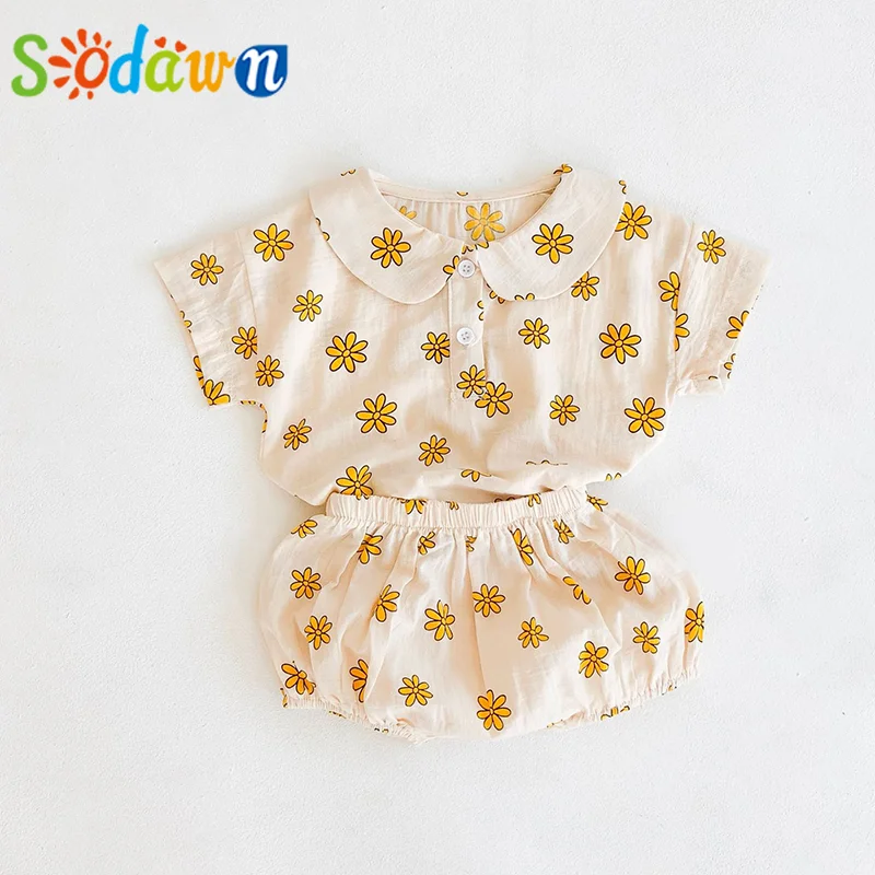 Shorts Sodawn Summer Short à manches courtes + shorts Baby Girl Clothes Boy Set Vêtements pour les nouveau-nés nourrissons