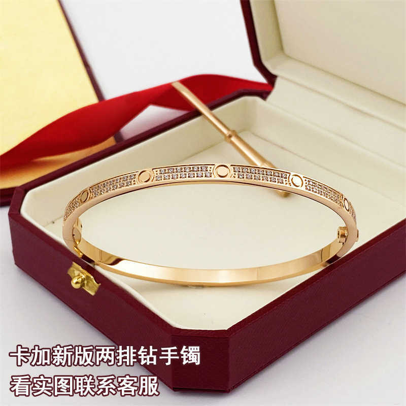 Cards New Two Rows Diamond Bracelet Full Sky Star Inlaid Diamond Bracelet Titanium Steel Colorless Light Luxury High Grade Feel Bracelet